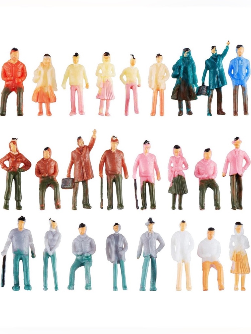 100 Mini Miniature People Figures Diorama Train Model 1:75 Scale